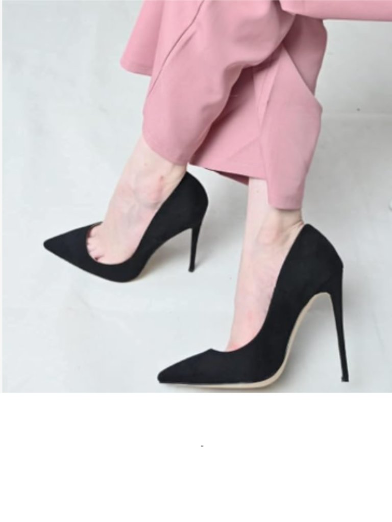 Fsj Black-Suede Sexy Pointed Toe Pumps High Heels Stilettos Party Prom Shoes